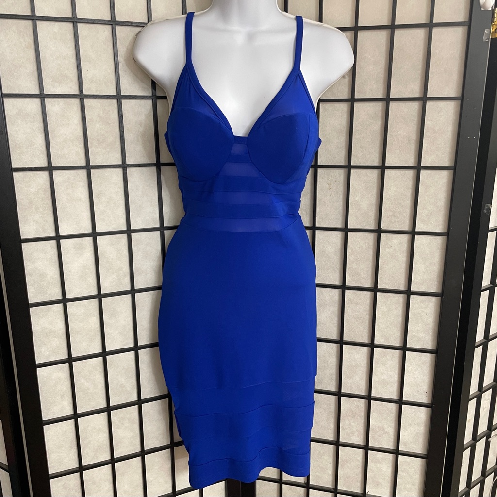 Papaya Ladies Royal Blue Bodycon Dress, Size Small